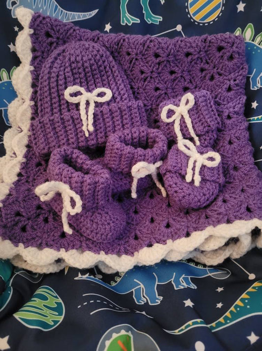 Purple Baby Set With Bows